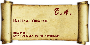 Balics Ambrus névjegykártya